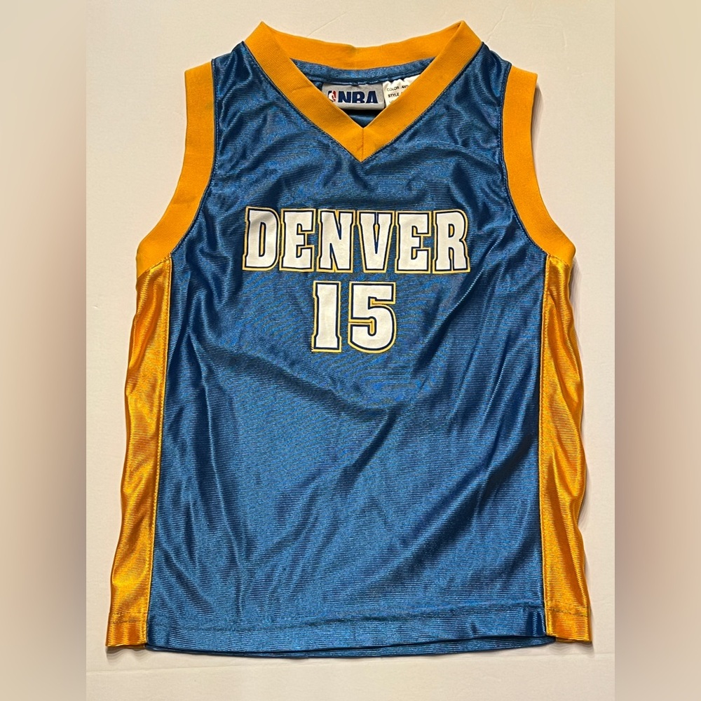 Carmelo Anthony Denver Nuggets Jersey #15 Boys Medium 5-6 Kids NBA Blue Gold